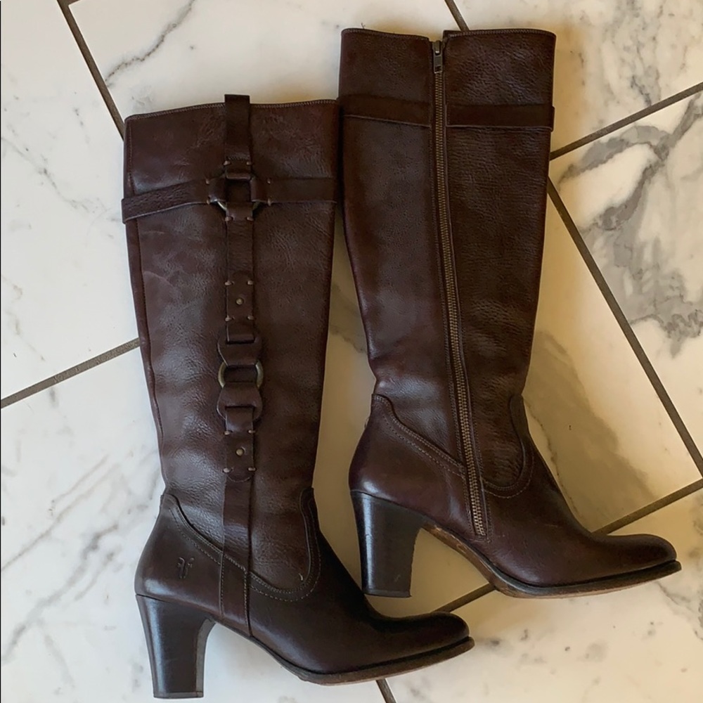 Frye “Fiona”- leather loop tall boots